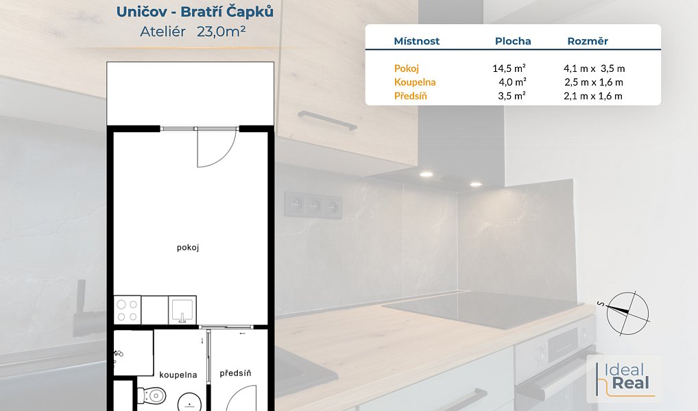 Prodej bytu 1+kk 23 m², Uničov – náhled fotky 2