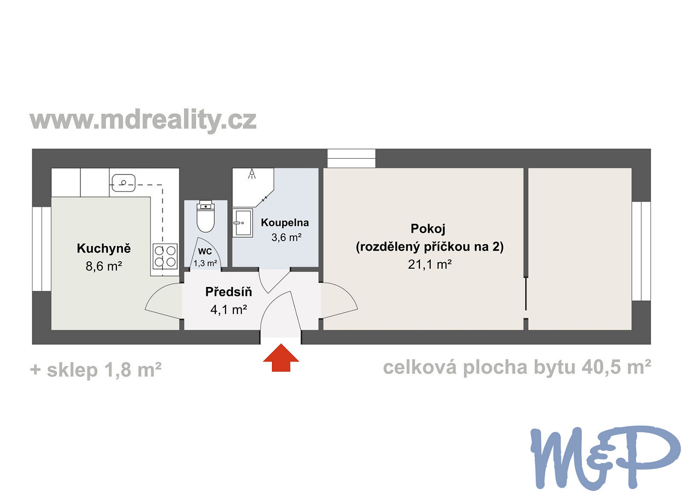 Prodej bytu 2+1 41 m² – fotografie 2