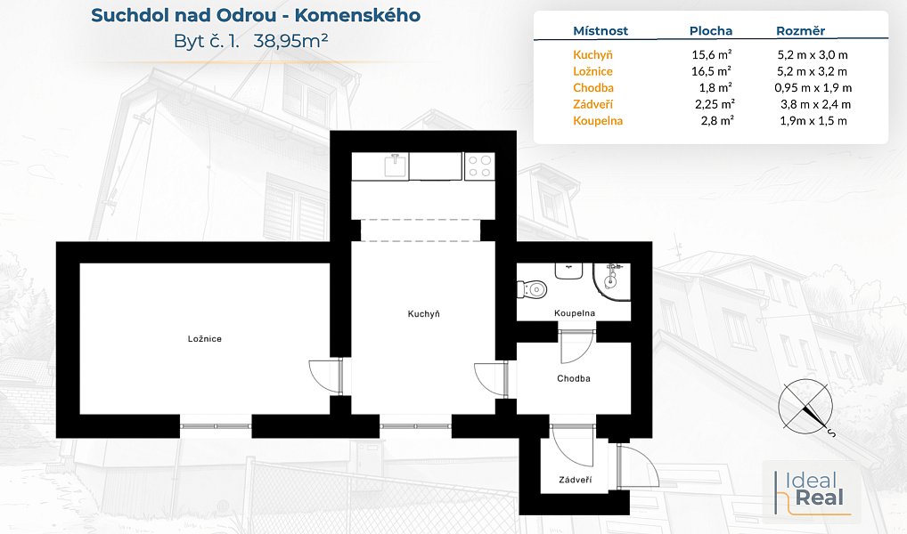 Prodej bytu 1+1 39 m², Suchdol nad Odrou – náhled fotky 2