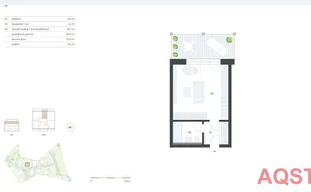 Prodej bytu 1+kk 44 m²