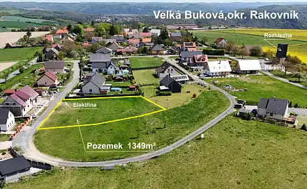 Prodej stavebního pozemku 1 349 m², Velká Buková, okres Rakovník