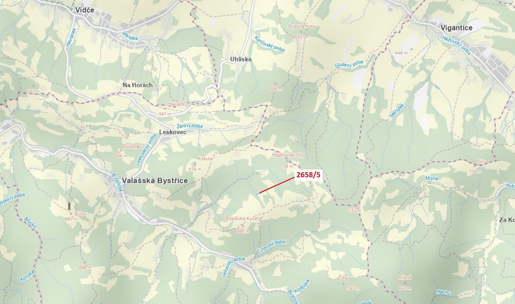 Dražba pozemku, 216 m², Vsetín, Valašská Bystřice