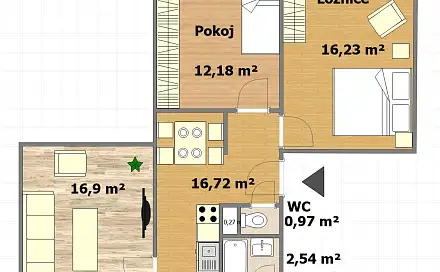Prodej bytu 3+1 66 m², Bučina, Prachovice, okres Chrudim