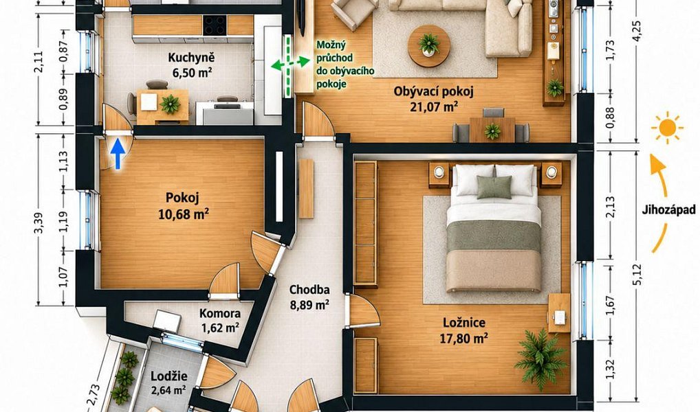 Prodej bytu 3+1 76 m², Teplice – náhled fotky 4