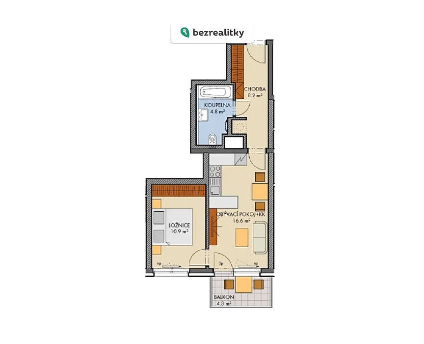 Prodej bytu 2+kk 43 m²