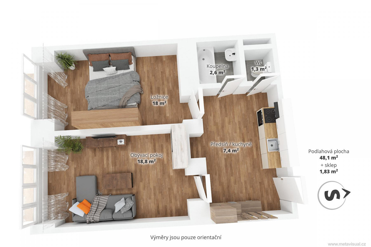 Prodej bytu 2+kk 48 m²