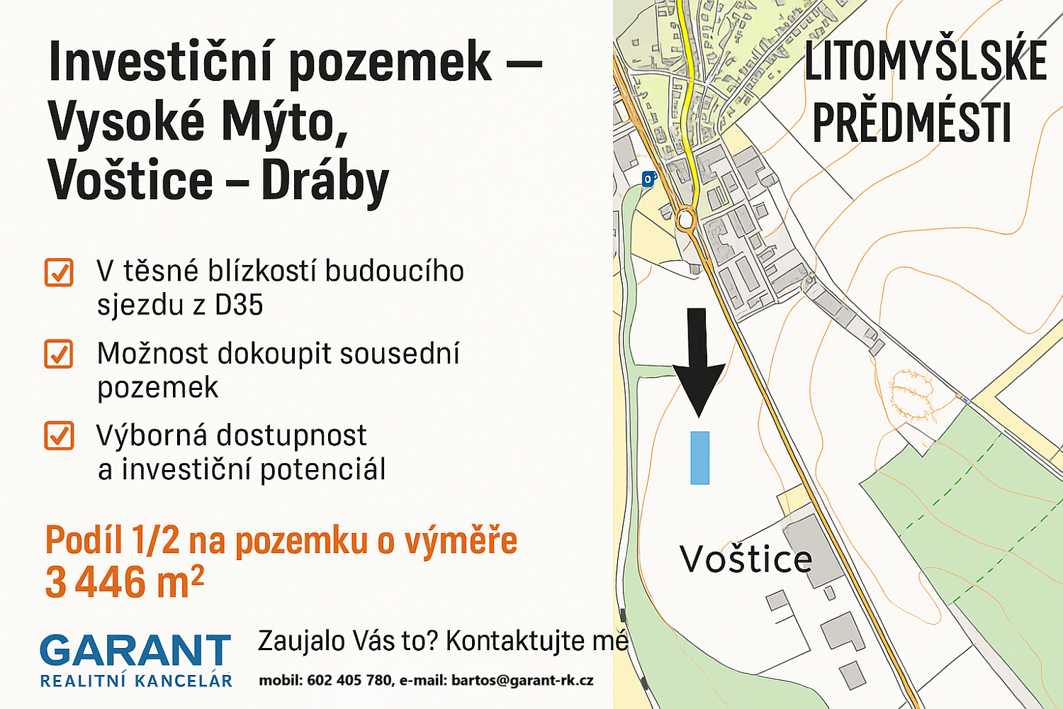 Prodej komerčního pozemku 3 446 m²