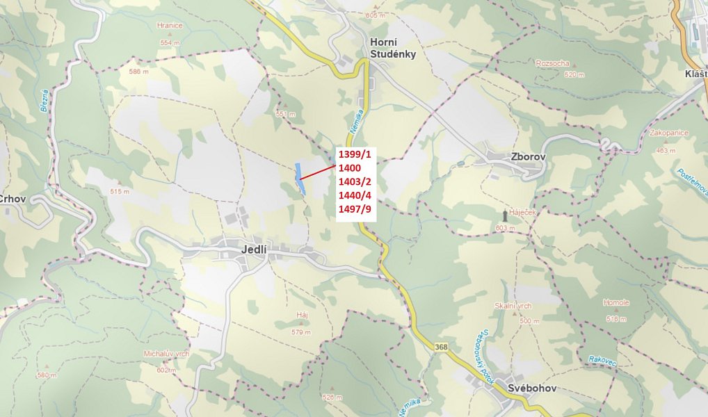 Dražba pozemku, 18908 m², Šumperk, Jedlí