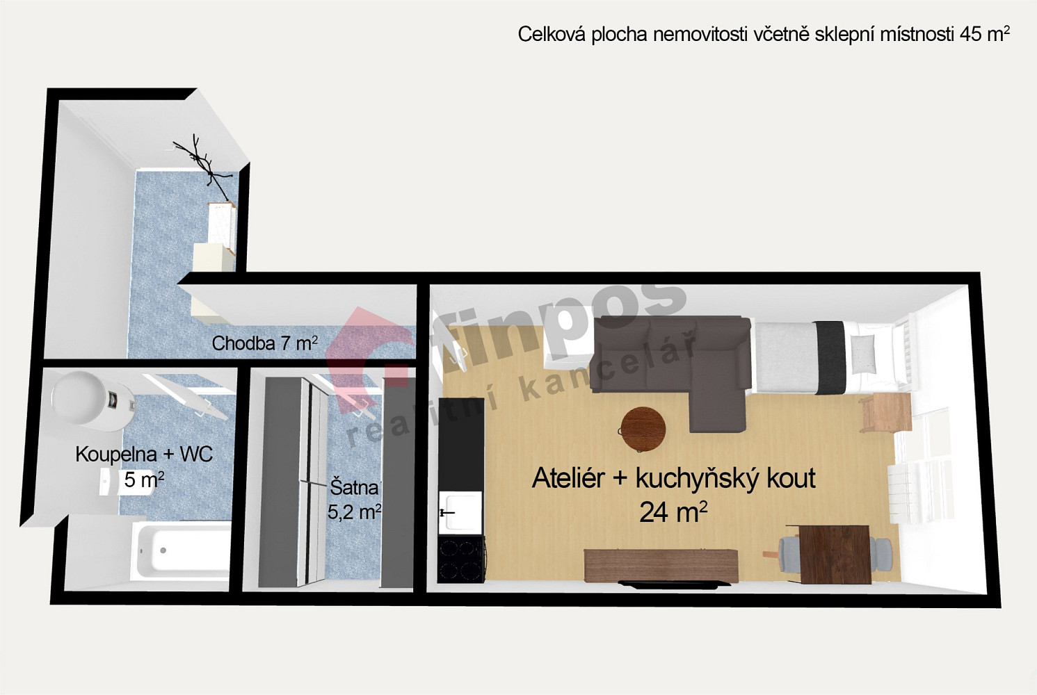 Prodej bytu 1+kk 41 m² – fotografie 2