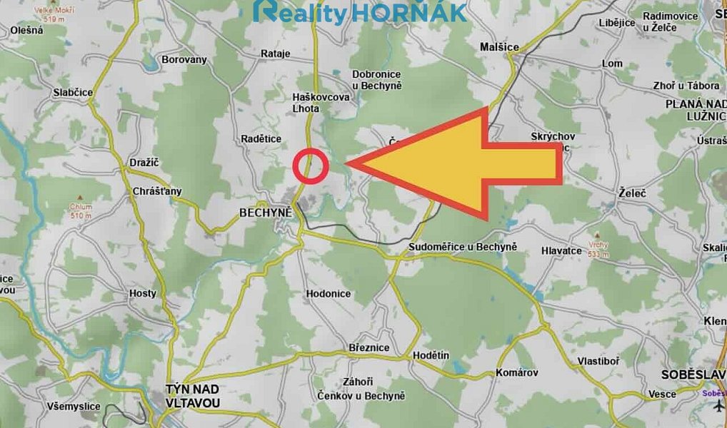 Prodej stavebního pozemku 1 813 m², Bechyně – náhled fotky 3