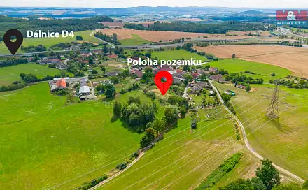 Prodej stavebního pozemku 1 923 m², Předotice - Třebkov, okres Písek