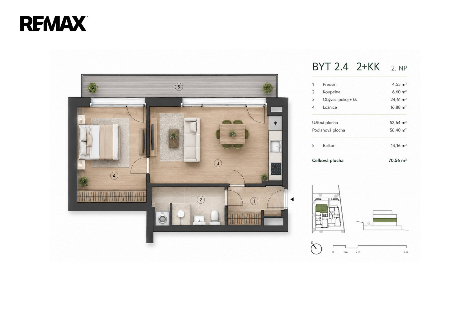 Pronájem bytu 2+kk 53 m² – fotografie 3