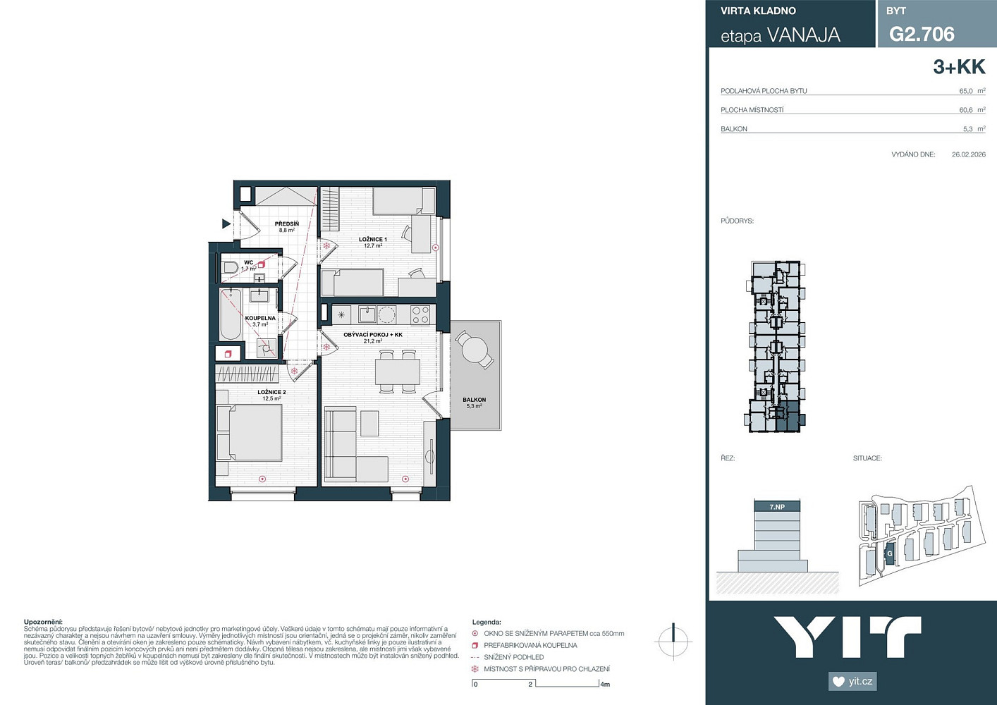 Prodej bytu 3+kk 61 m² – pohled 2