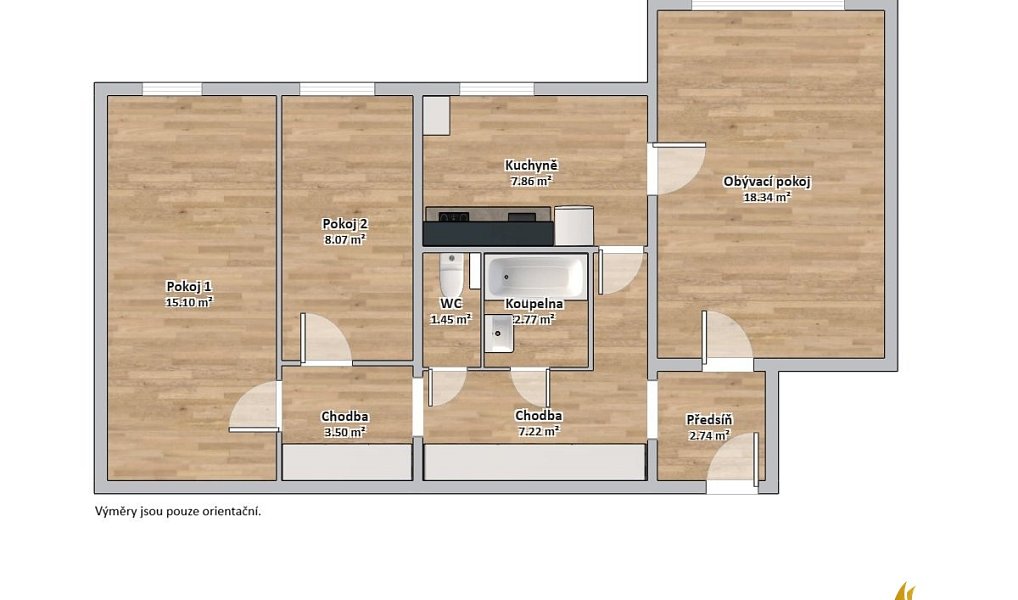 Prodej bytu 3+1 71 m², Hluboká nad Vltavou – náhled fotky 3