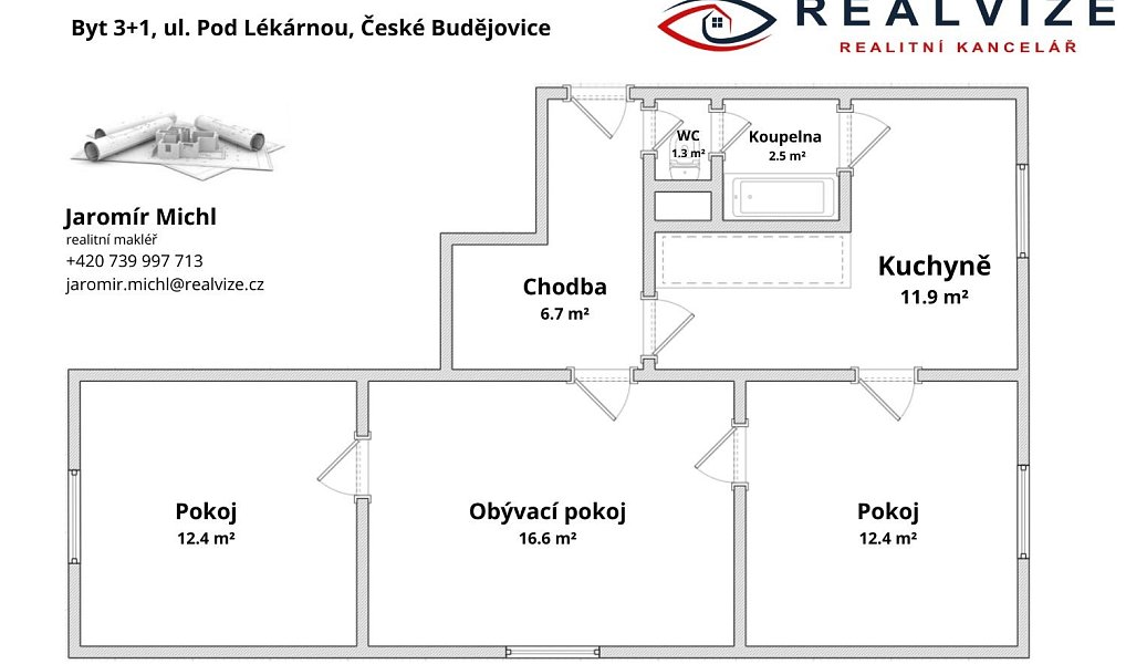 Prodej bytu 3+1 65 m², České Budějovice – náhled fotky 4