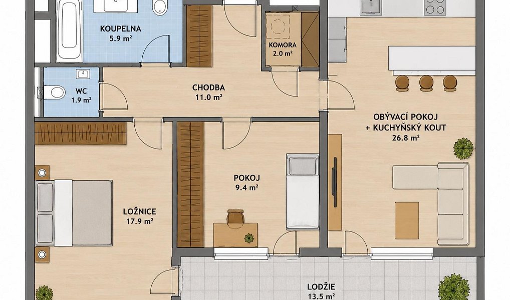 Prodej bytu 3+kk 74 m², Praha – náhled fotky 2