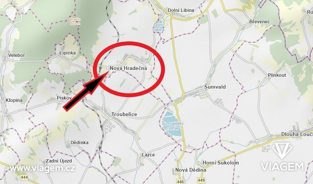 Prodej stavebního pozemku 425 m², Nová Hradečná – náhled fotky 3