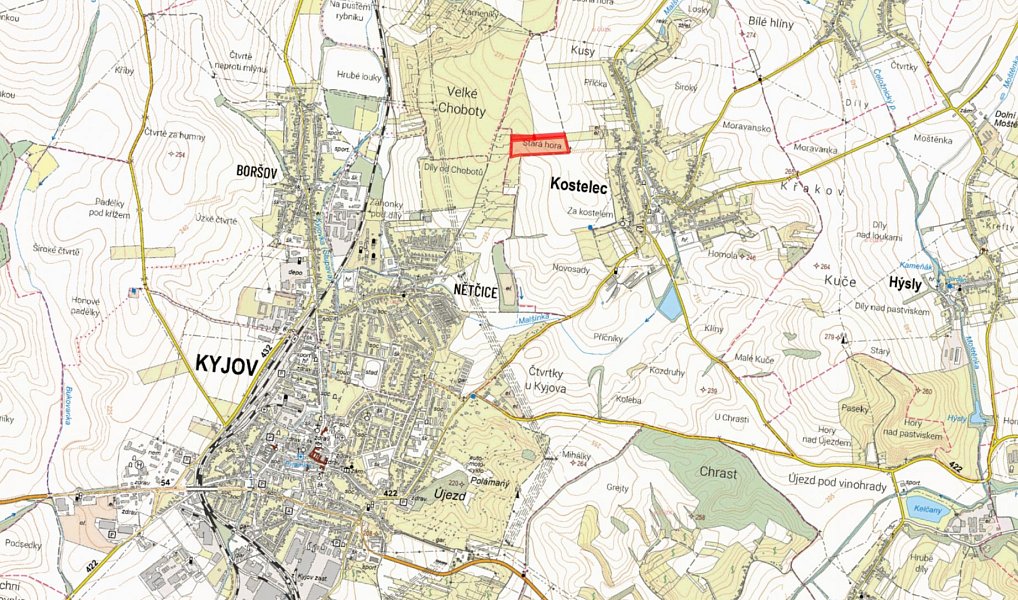 Prodej pole 38 921 m², Kostelec – náhled fotky 3