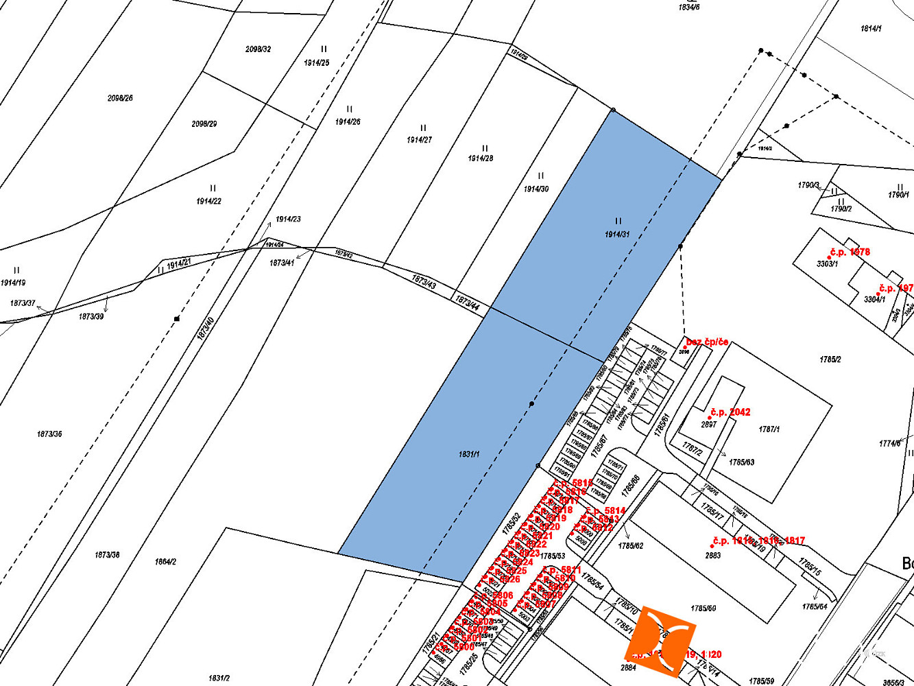 Prodej pole 2 377 m² – pohled 2