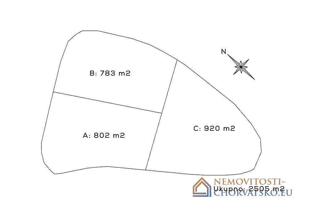 Pozemek 2 505 m2m², Malinska-Dubašnica – pohled 3