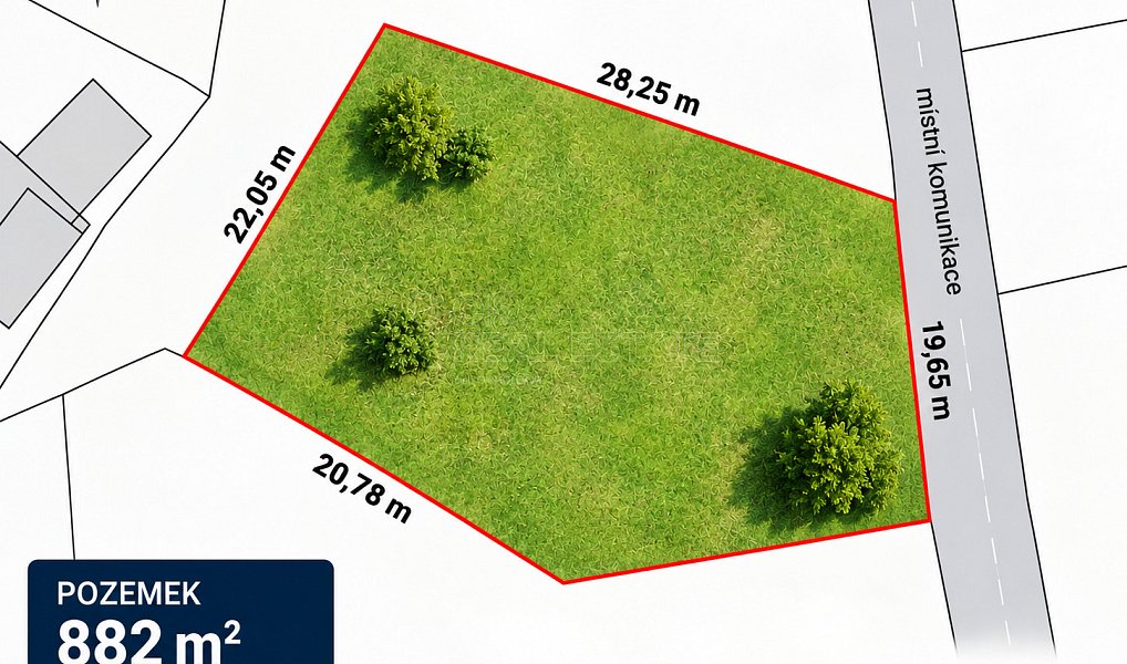 Prodej stavebního pozemku 882 m², Újezd – náhled fotky 4