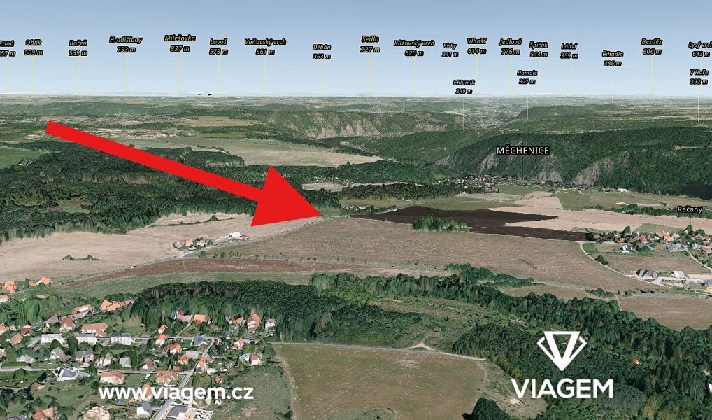 Prodej pole 5 249 m², Davle – fotka 1 z 5