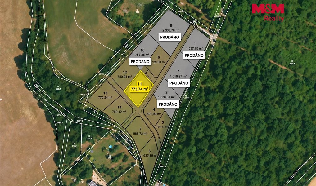 Prodej stavebního pozemku 774 m², Líšťany – náhled fotky 5