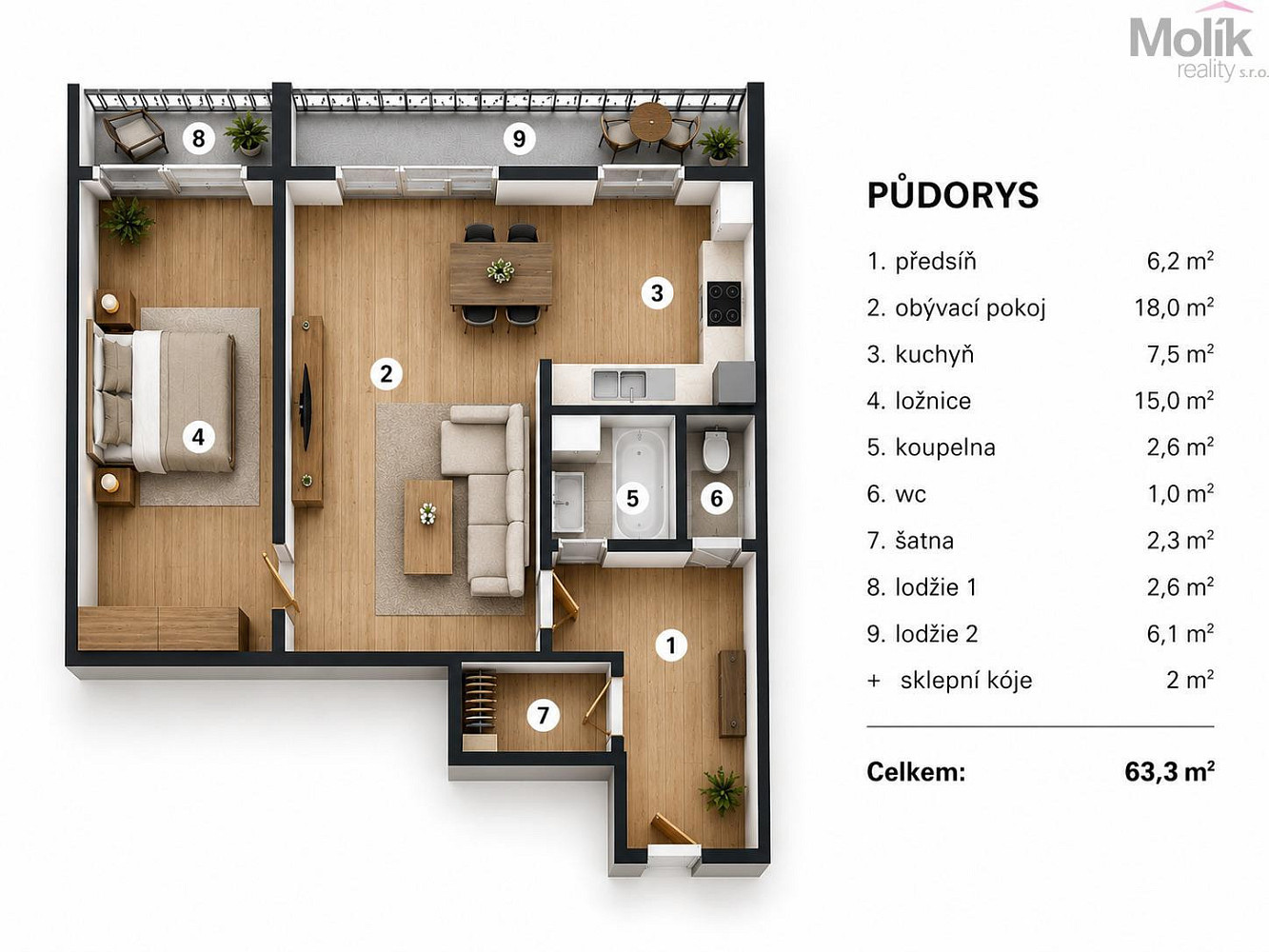 Prodej bytu 2+1 61 m² — photo 3