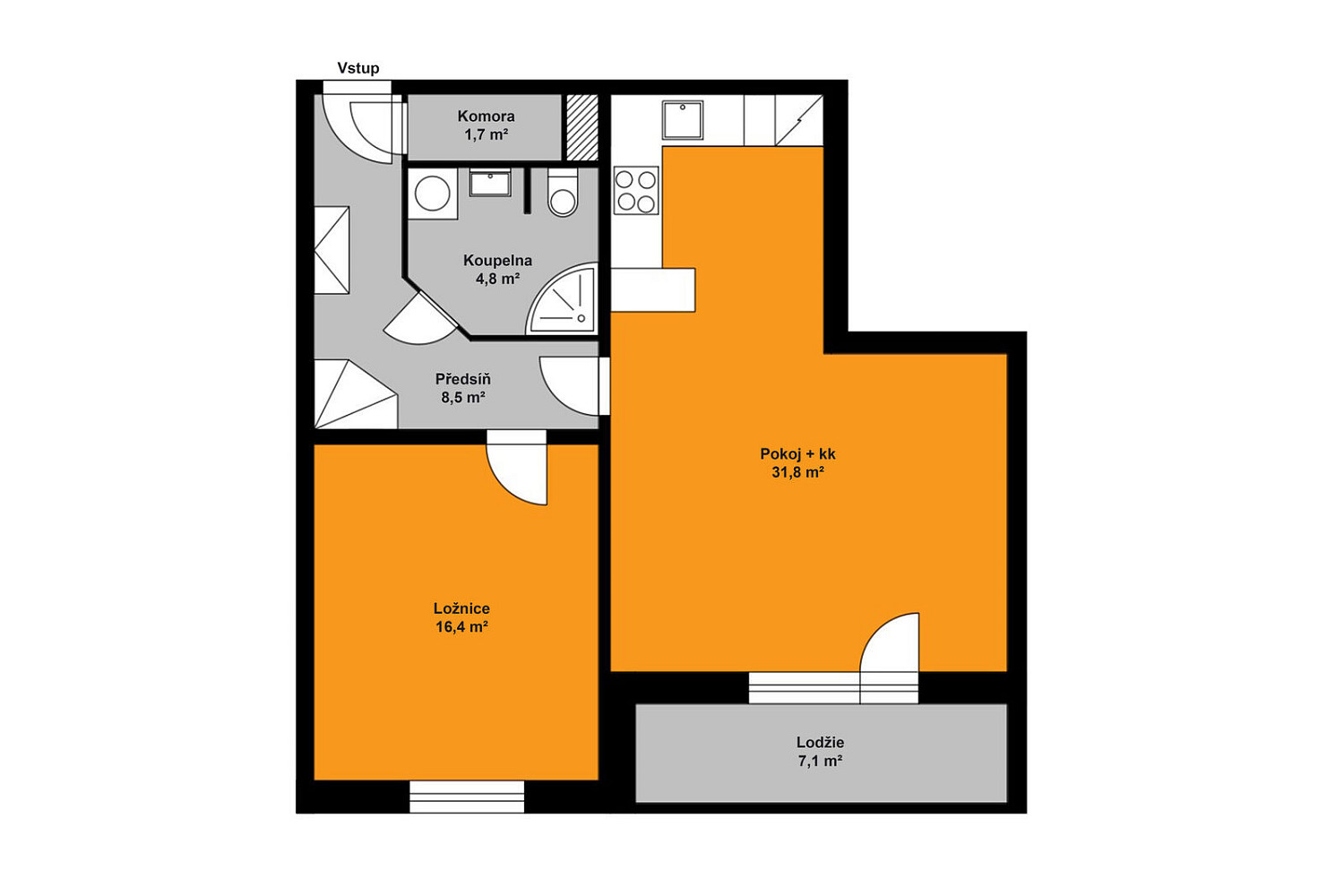 Pronájem bytu 2+kk 70 m² – fotografie 2