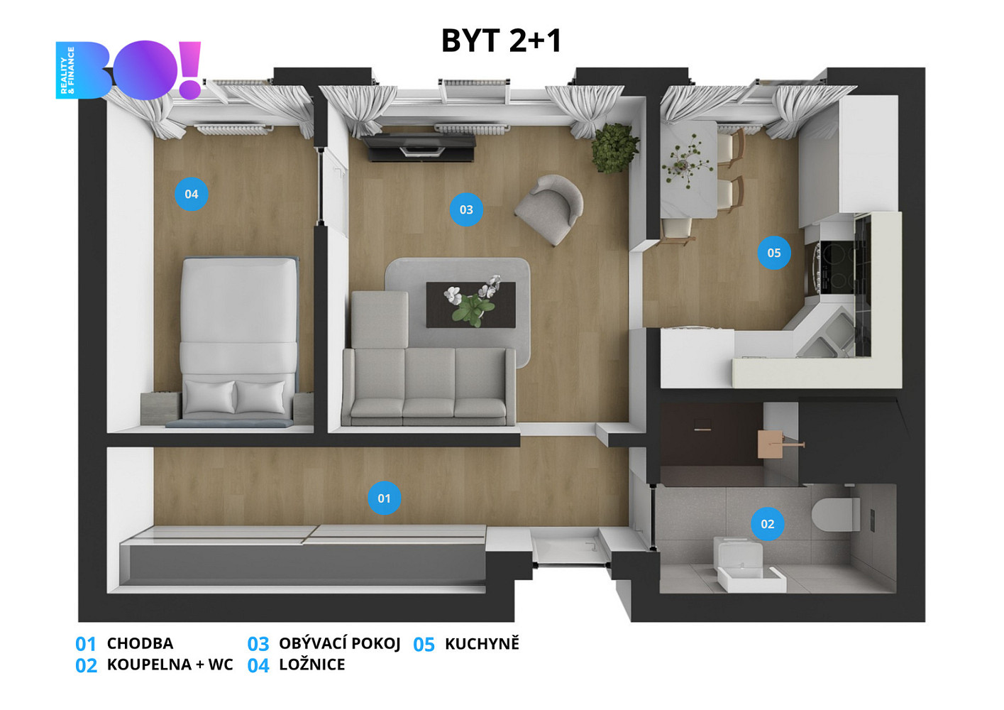 Prodej bytu 2+1 44 m² – fotografie 4