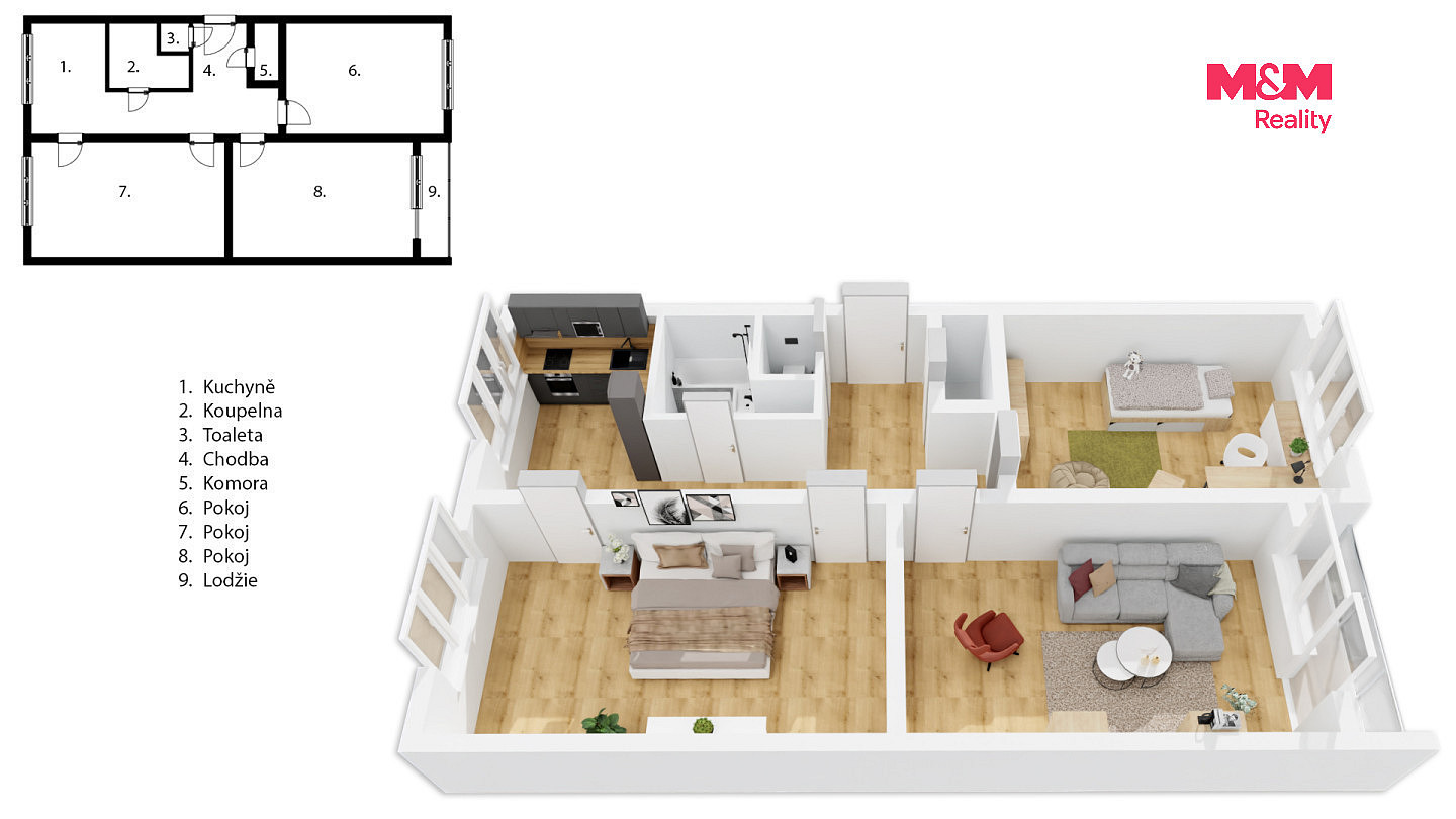 Prodej bytu 3+1 79 m² – pohled 4