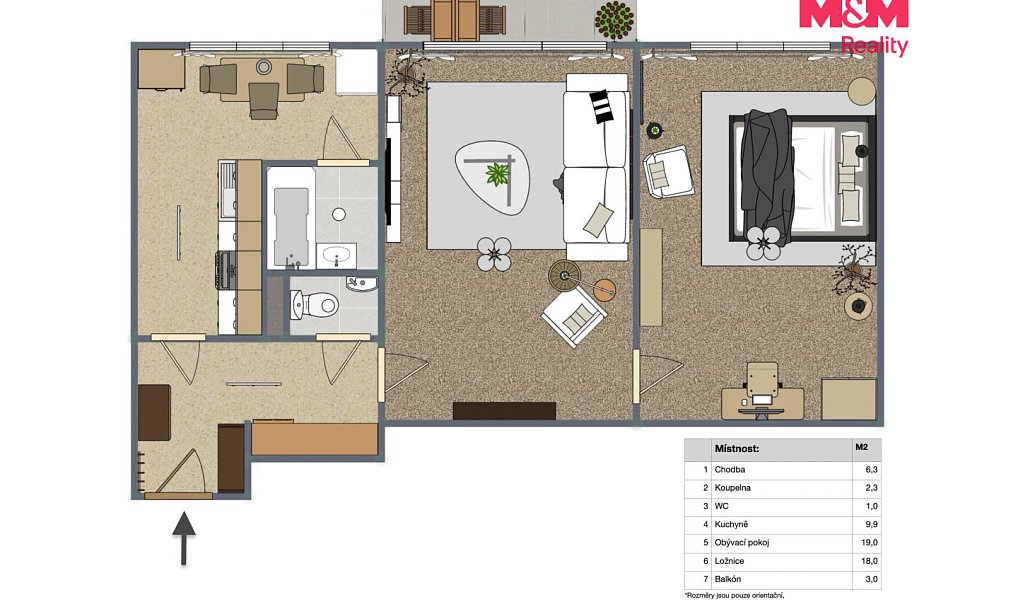 Prodej bytu 2+1 56 m², Písek – náhled fotky 3
