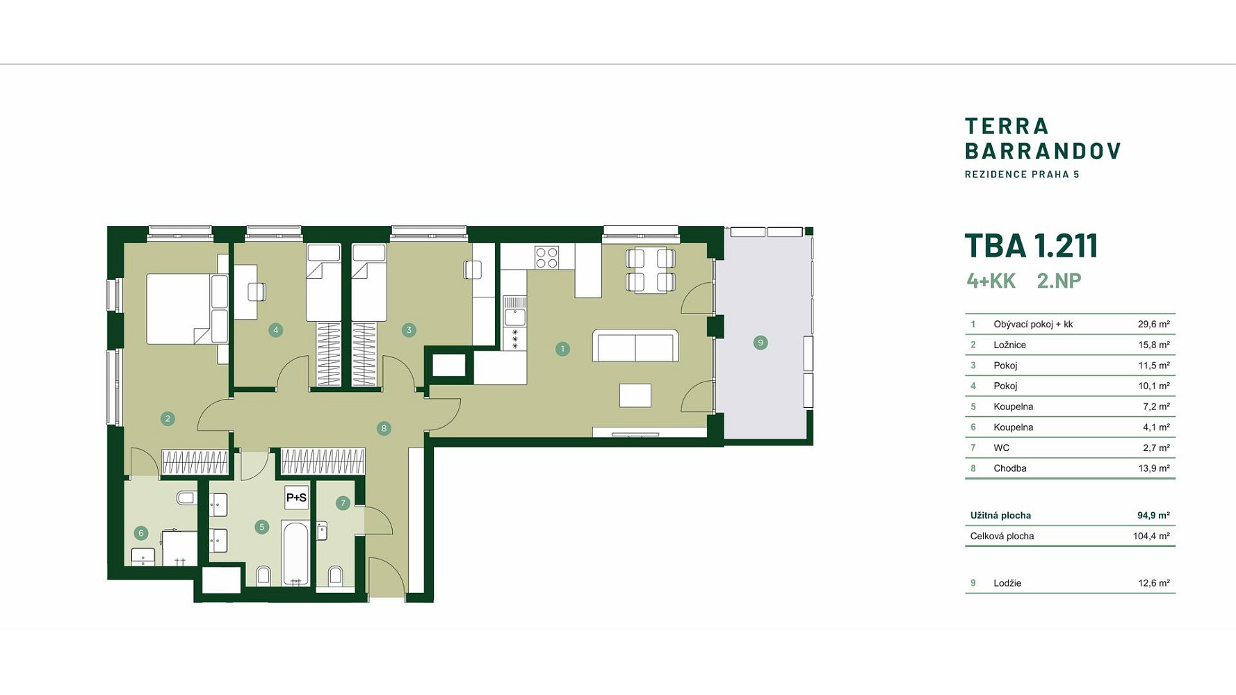 Prodej bytu 4+kk 95 m² – pohled 2