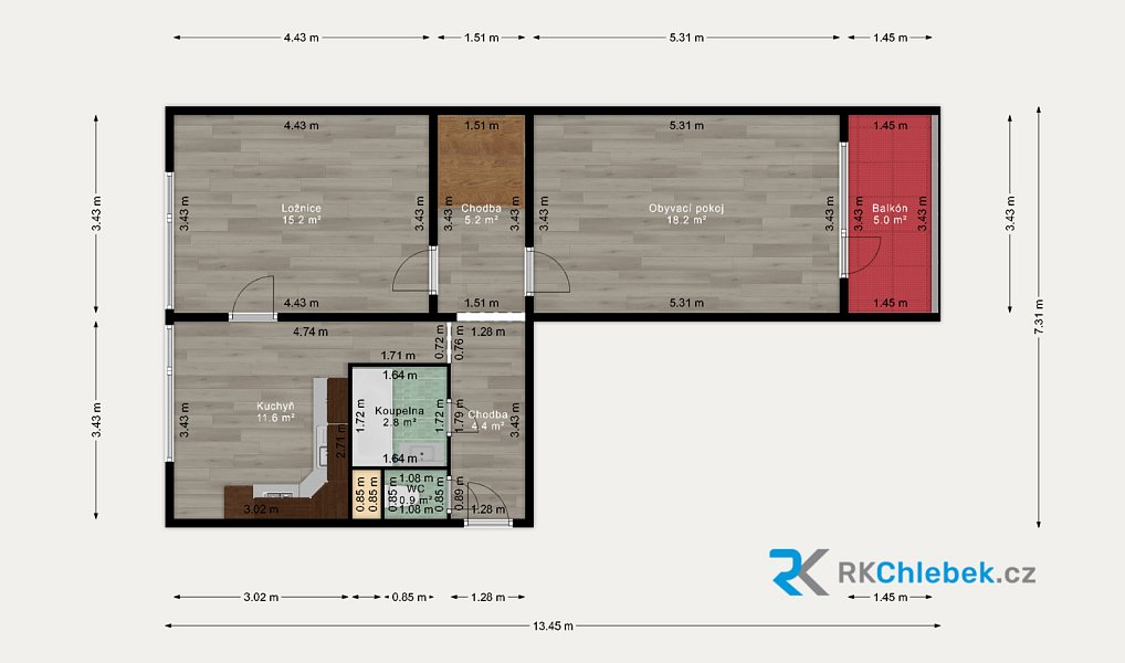 Pronájem bytu 2+1 64 m², Frýdek-Místek – náhled fotky 9