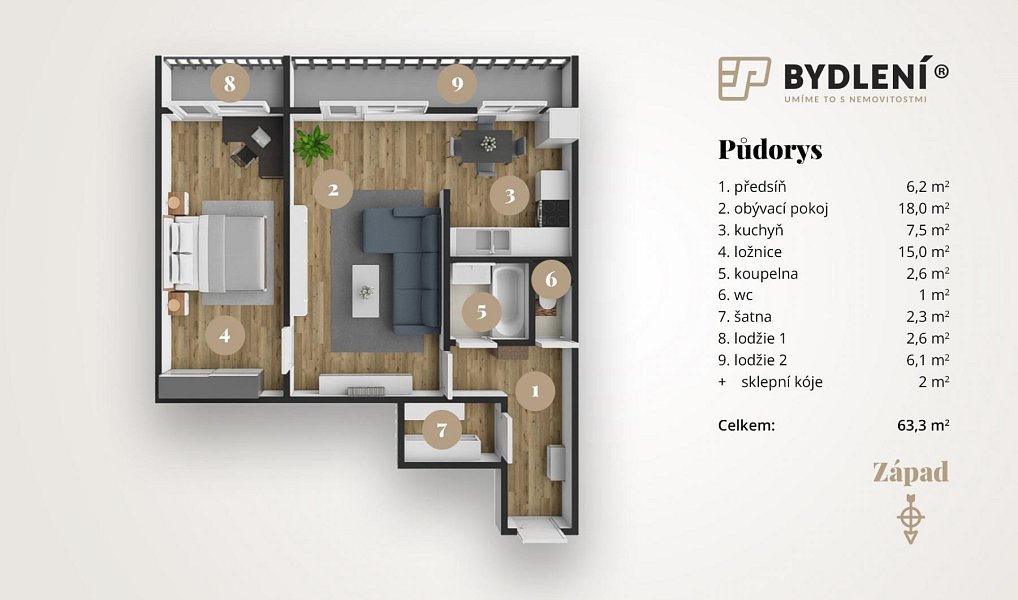 Prodej bytu 2+1 61 m², Osek – náhled fotky 4