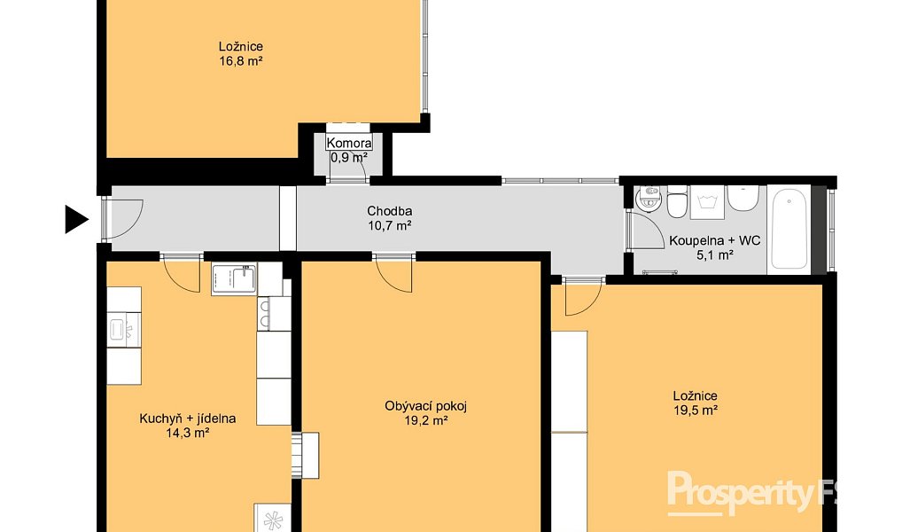 Prodej bytu 3+1 83 m², Kladno – náhled fotky 2