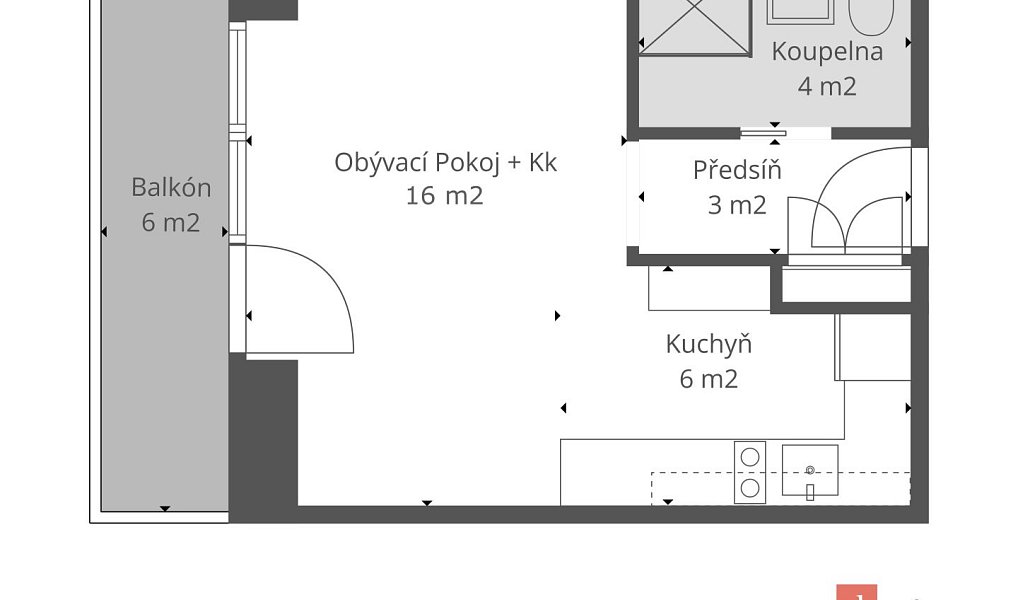 Prodej bytu 1+kk 30 m², Jesenice – náhled fotky 4