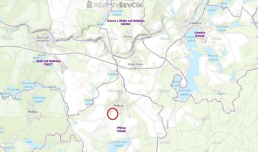 Prodej stavebního pozemku 2 100 m², Příbraz – náhled fotky 8
