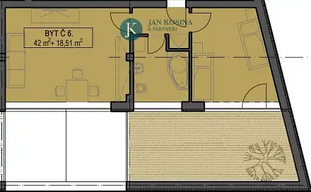 Pronájem bytu 2+kk 42 m²