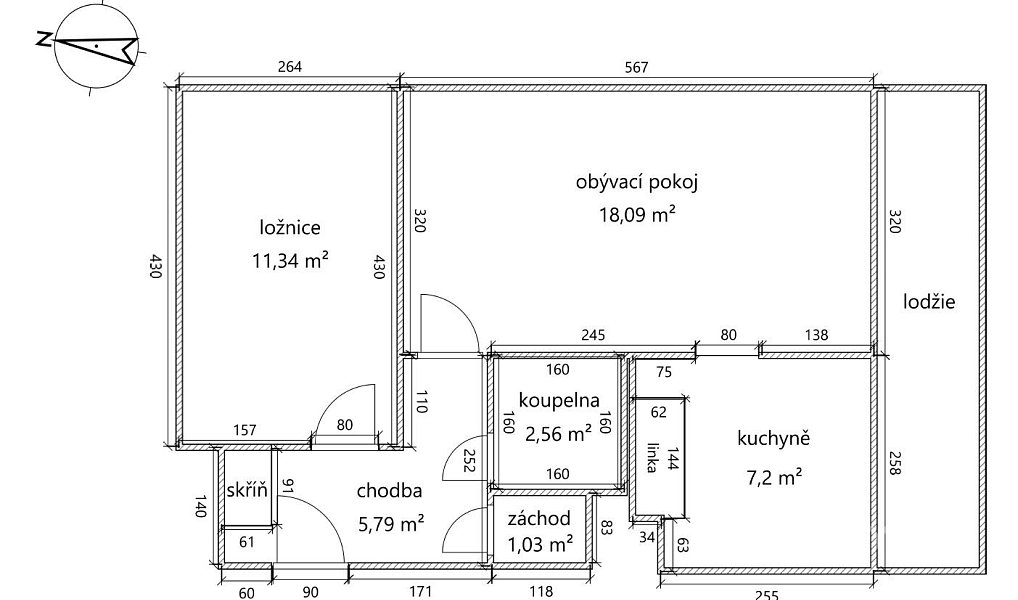 Pronájem bytu 2+1 47 m², Bílina – náhled fotky 3
