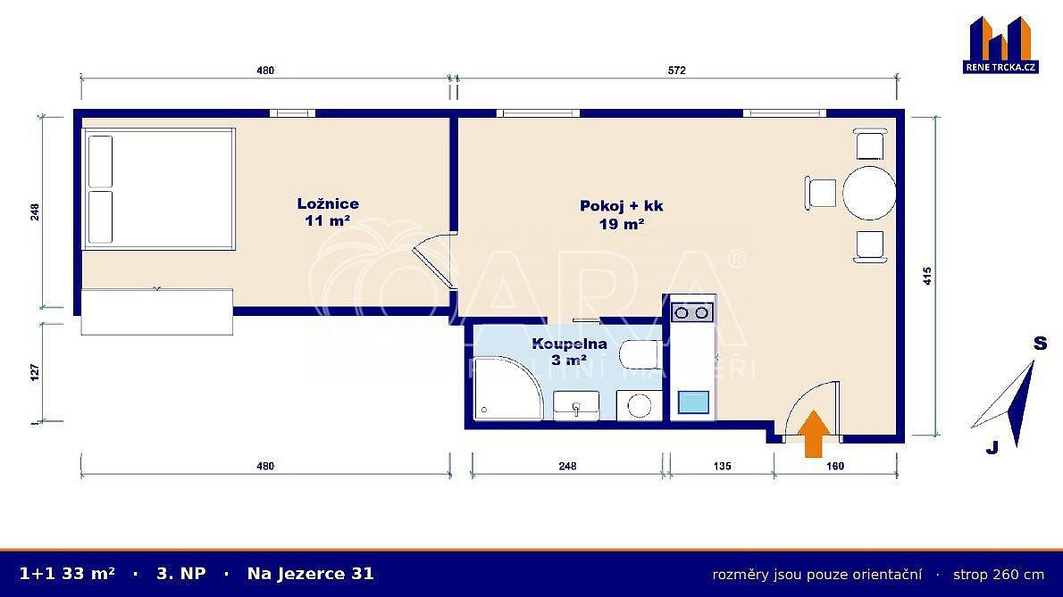 Pronájem bytu 1+1 33 m² — photo 3