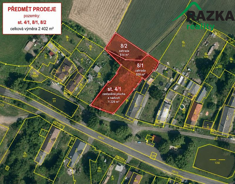 Prodej stavebního pozemku 2 402 m²