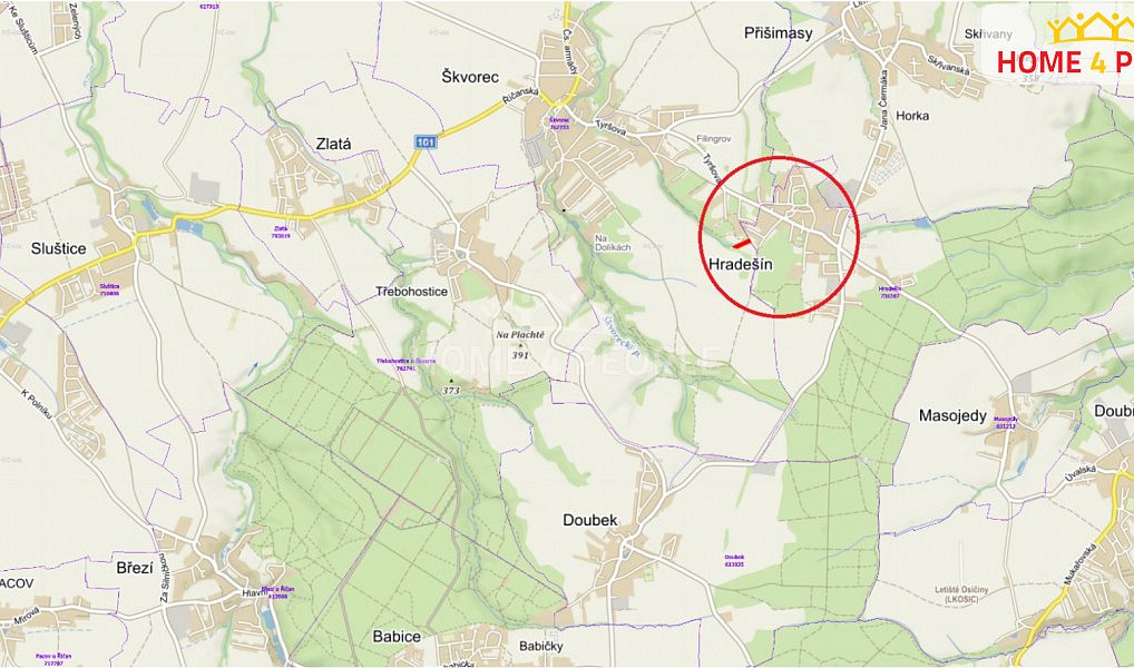 Prodej pozemku 2 614 m², Hradešín – náhled fotky 2