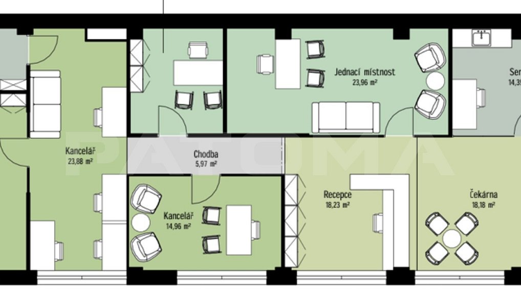 Pronájem kanceláře 195 m², Praha – náhled fotky 3