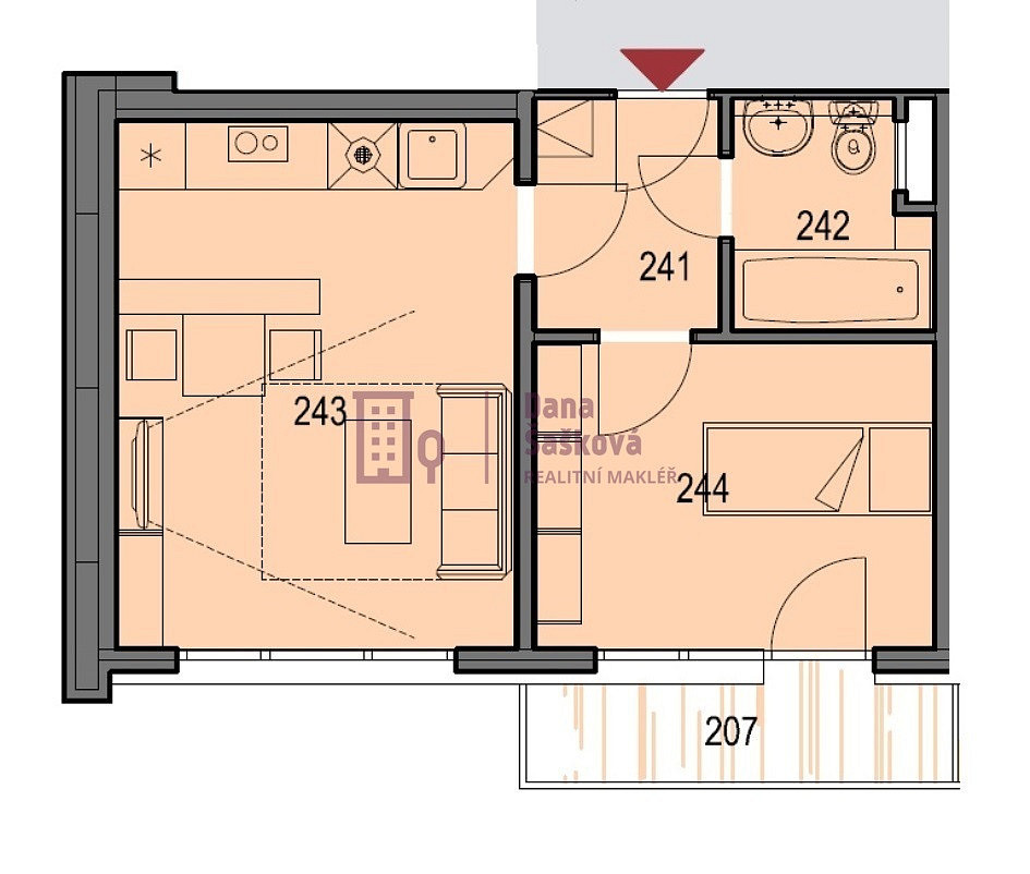 Pronájem bytu 2+kk 31 m² – fotografie 5