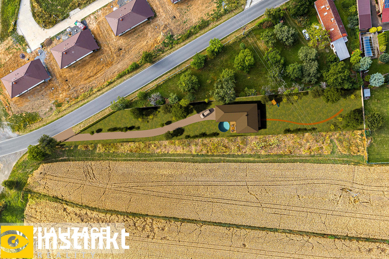 Prodej stavebního pozemku 1 975 m² – pohled 4