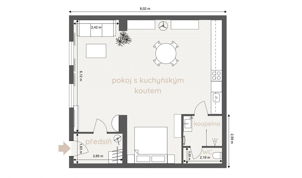 Prodej bytu 1+kk 45 m², Pardubice – náhled fotky 8