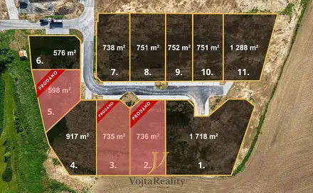 Prodej stavebního pozemku 752 m², Komárov, okres Olomouc