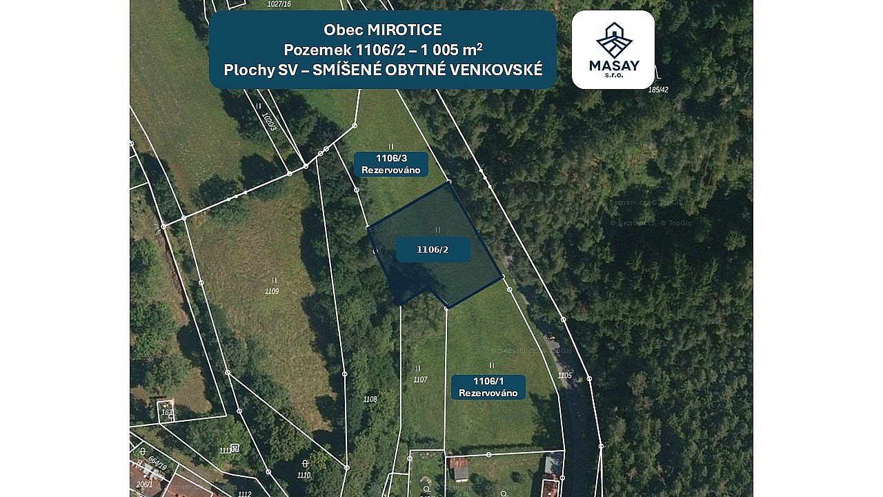 Prodej stavebního pozemku 1 005 m²