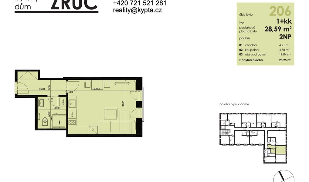 Pronájem bytu 1+kk 29 m², Zruč-Senec – náhled fotky 11